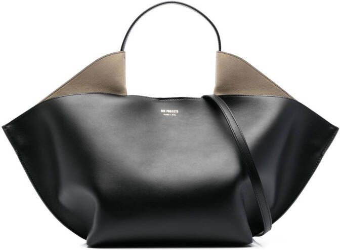 REE PROJECTS Leren shopper Zwart