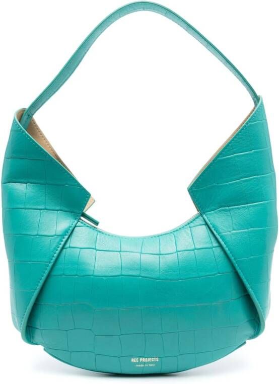 REE PROJECTS Riva schoudertas met krokodillen-reliëf Blauw