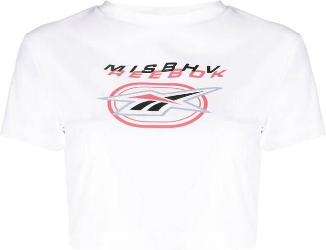 Reebok Cropped T-shirt met logoprint Wit