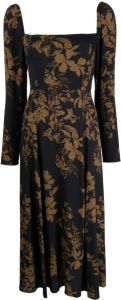 Reformation Midi-jurk met bloemenprint Zwart