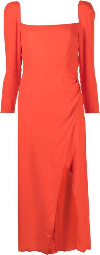 Reformation Midi-jurk met vierkante hals Oranje