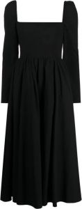Reformation Midi-jurk met vierkante hals Zwart