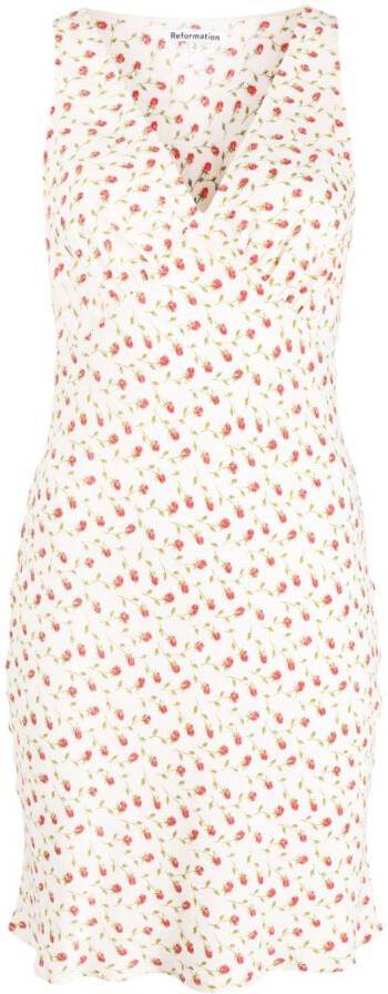 Reformation Mini-jurk met bloemenprint Wit