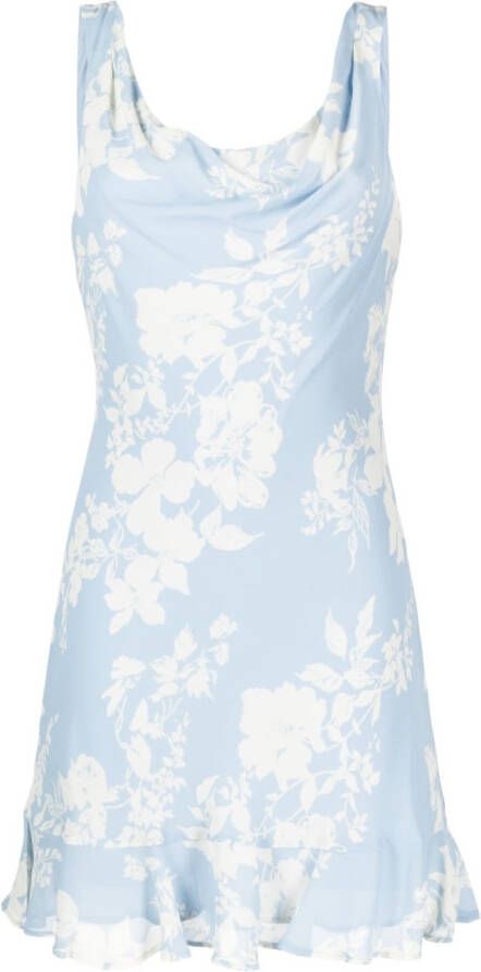 Reformation Mini-jurk met bloemenpatroon Blauw