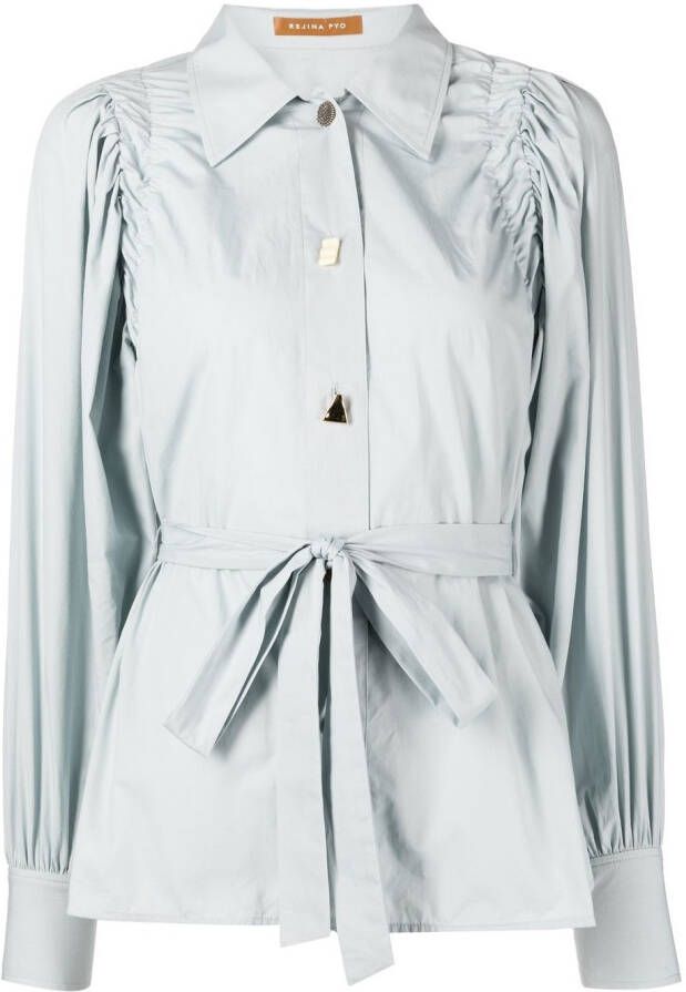 Rejina Pyo Blouse met striksluiting Blauw
