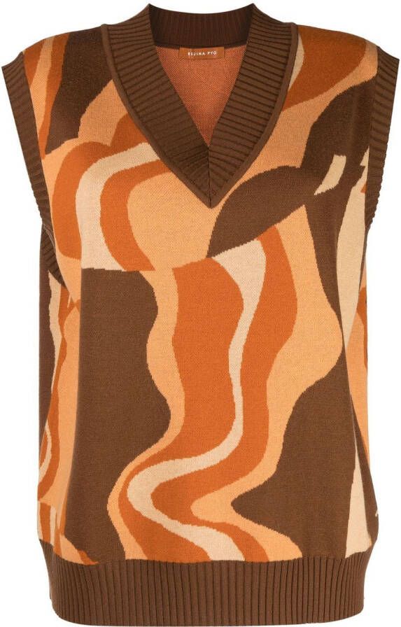 Rejina Pyo Frida hemd met abstract patroon Bruin