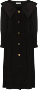 Rejina Pyo Midi-jurk met oversized kraag Zwart