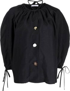 Rejina Pyo Zijden blouse Zwart
