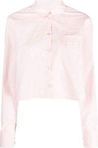 REMAIN logo-embroidered cropped shirt Roze