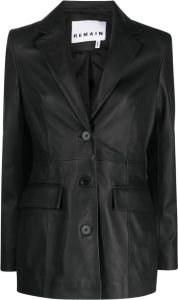 REMAIN single-breasted leather blazer Zwart