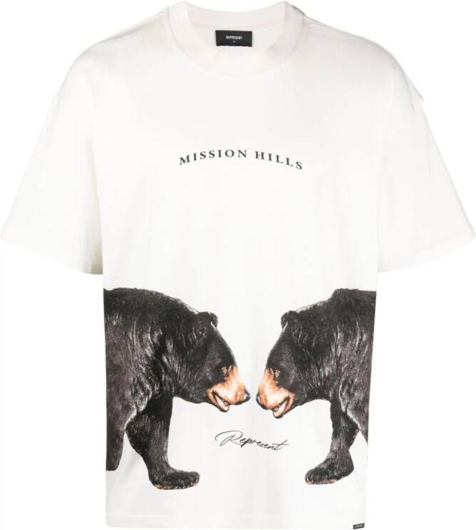 Represent T-shirt met beerprint Wit