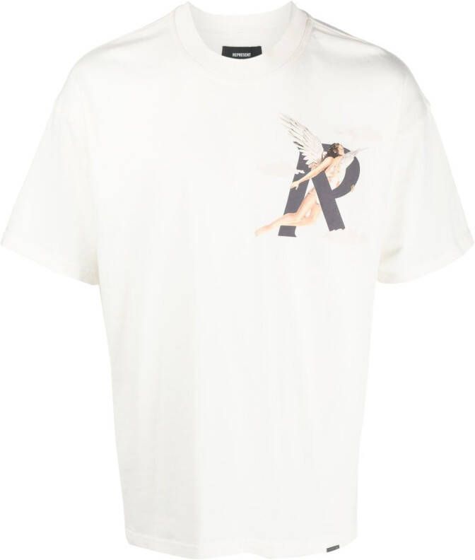 Represent T-shirt met print Wit