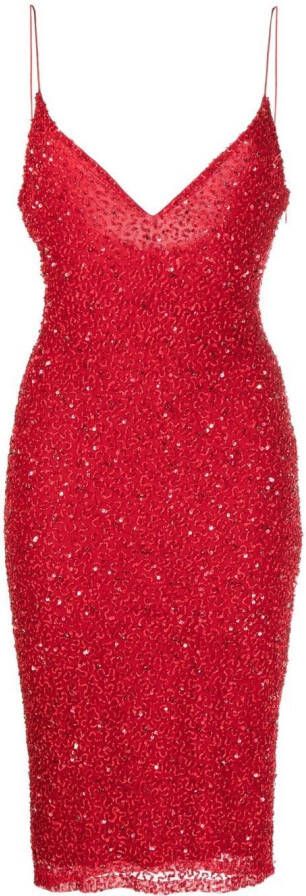 Retrofete Midi-jurk met pailletten Rood