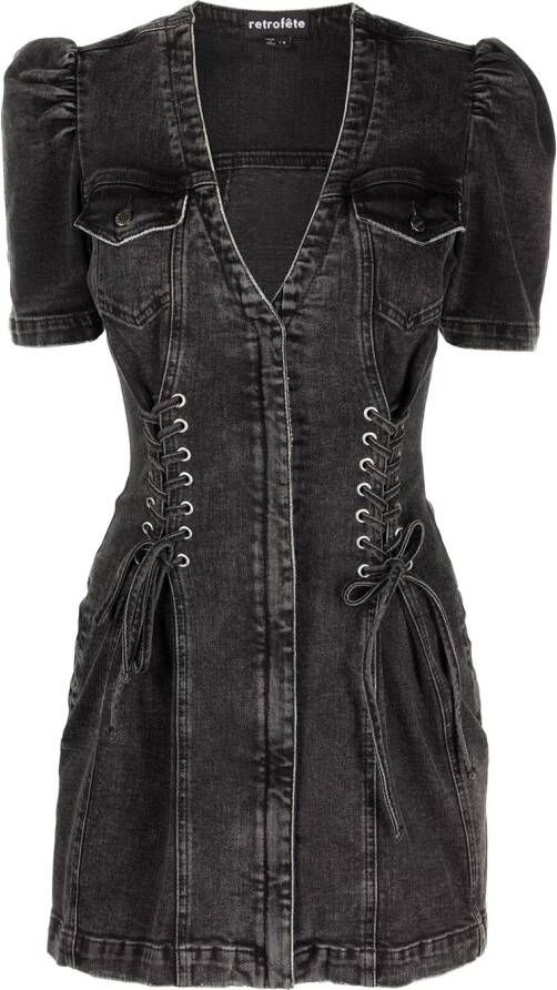Retrofete Denim mini-jurk Zwart