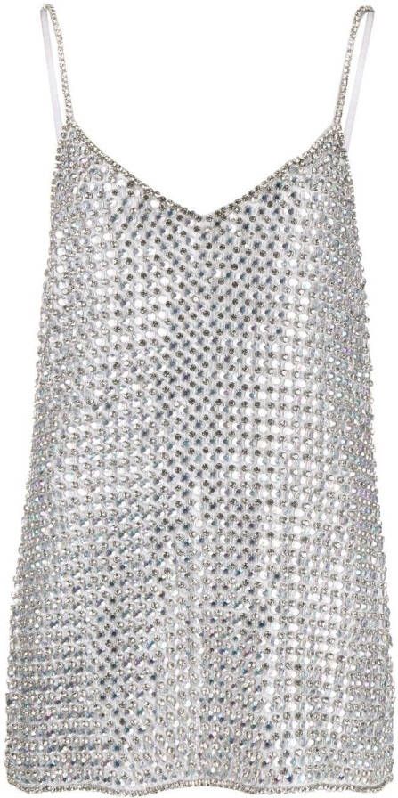 Retrofete Mini-jurk verfraaid met kristallen Zilver