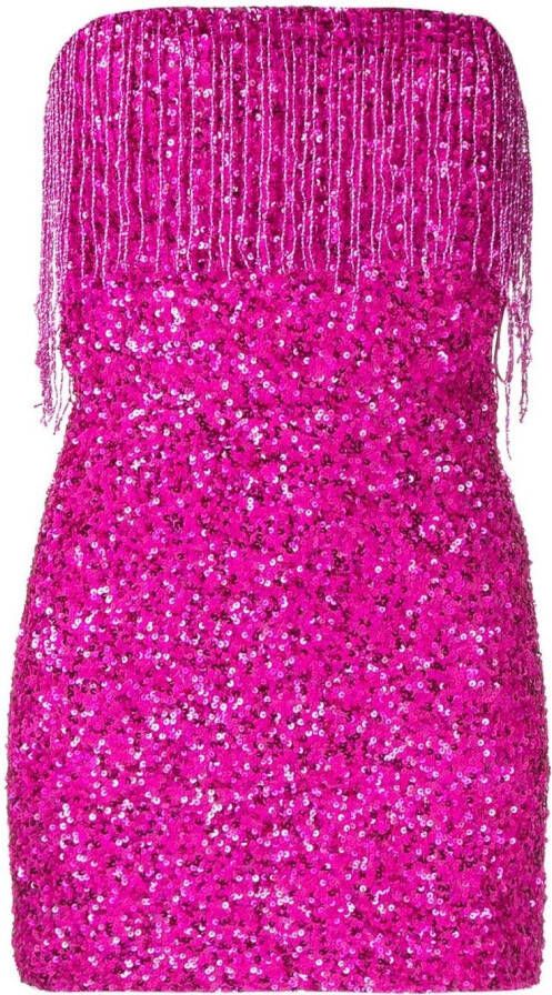Retrofete Mini-jurk met pailletten Roze
