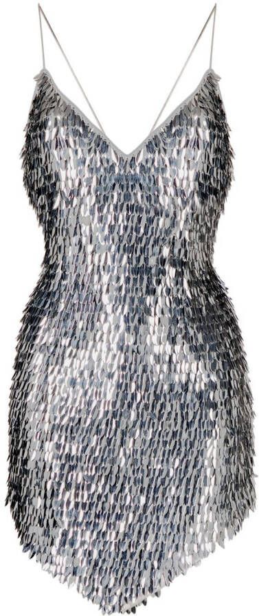 Retrofete Mini-jurk met pailletten Zilver