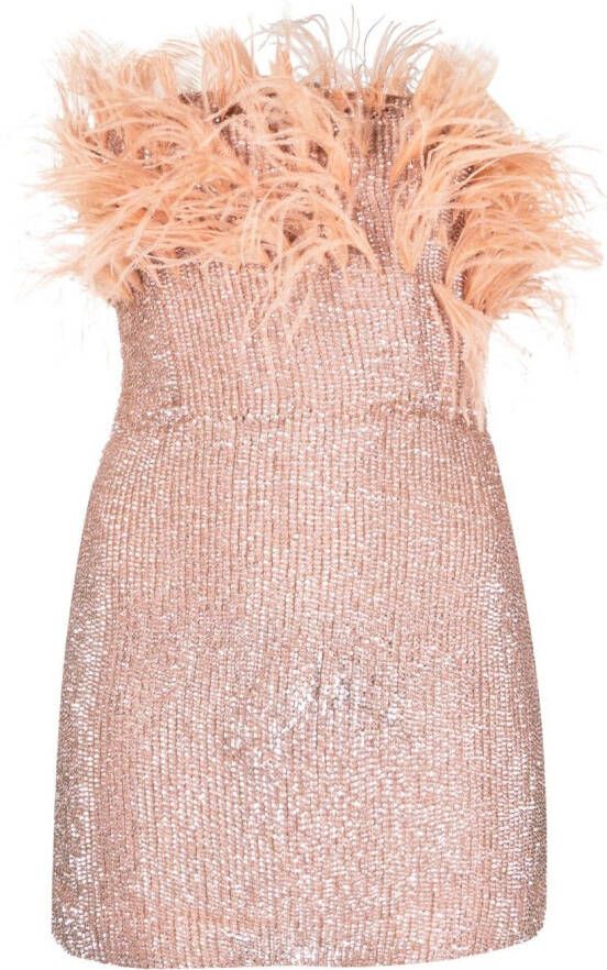 Retrofete Mini-jurk met veren Roze
