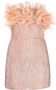 Retrofete Mini-jurk met veren Roze - Thumbnail 1
