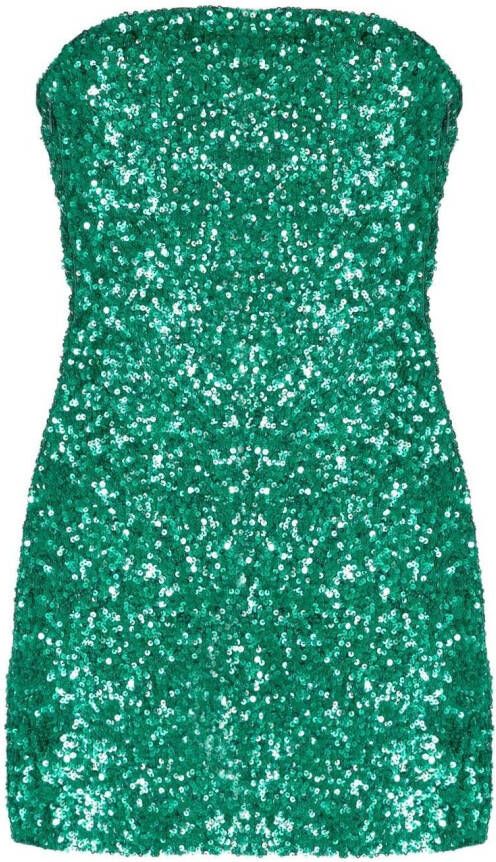 Retrofete Mini-jurk verfraaid met pailletten Groen