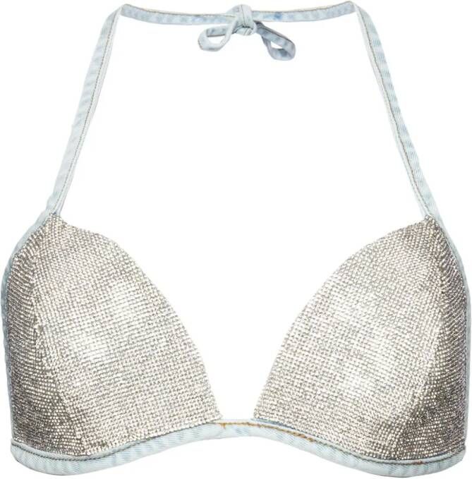 Retrofete Bh verfraaid met kristallen Blauw