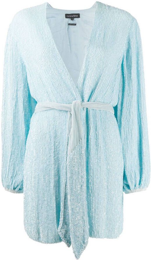 Retrofete Wikkeljurk met pailletten Blauw