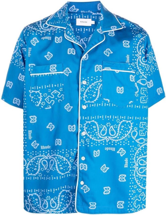 RHUDE Overhemd met bandanaprint Blauw
