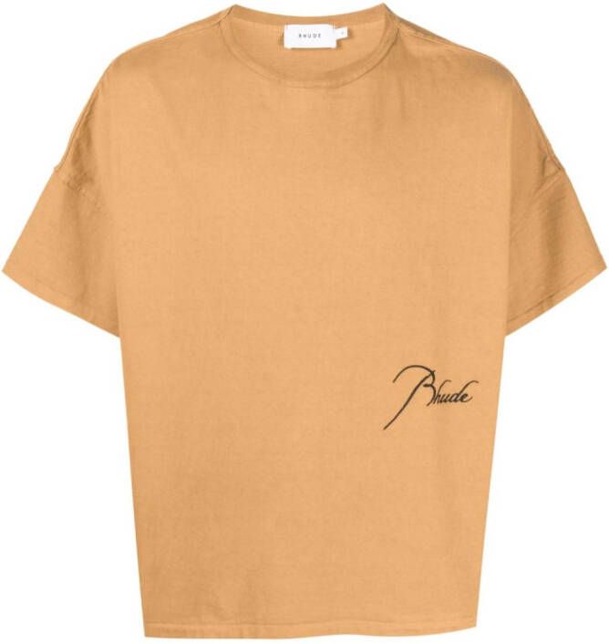 Rhude T-shirt met geborduurd logo Bruin