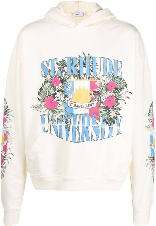 RHUDE Hoodie met print Beige