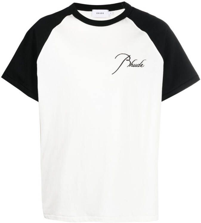 RHUDE T-shirt met geborduurd logo Beige