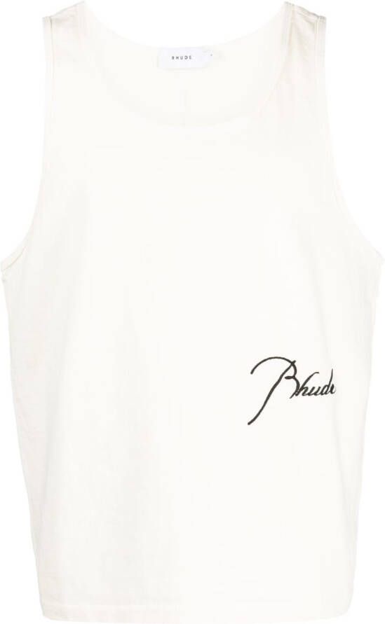 RHUDE Tanktop met geborduurd logo Beige