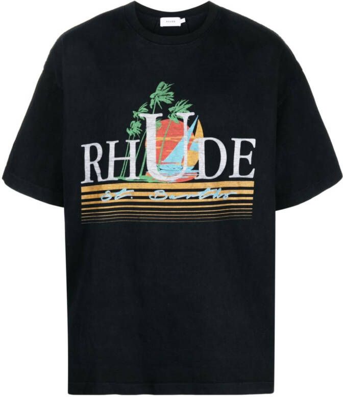 RHUDE T-shirt met grafische print Zwart