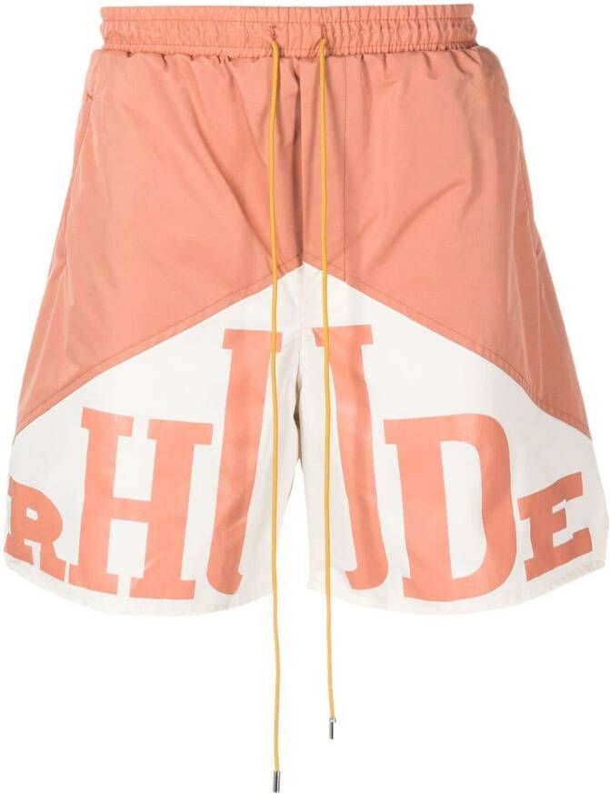 RHUDE Shorts met logoprint Oranje