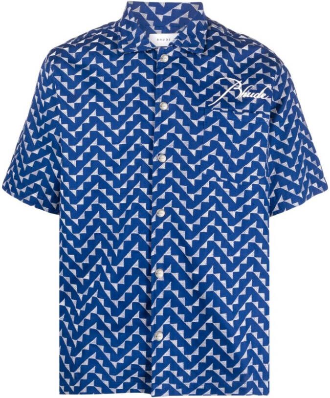 RHUDE Overhemd met geborduurd logo Blauw