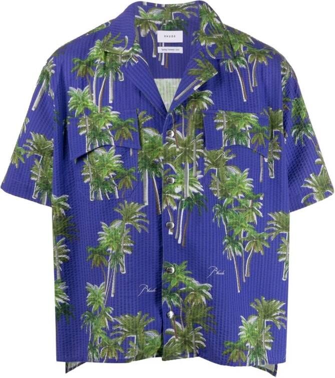 RHUDE Overhemd met palmboomprint Blauw