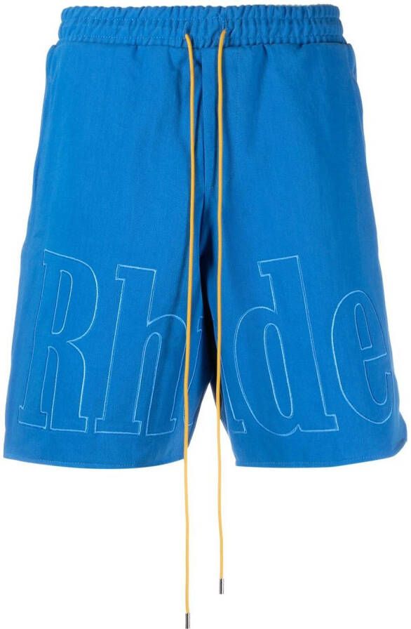 RHUDE Shorts met geborduurd logo Blauw