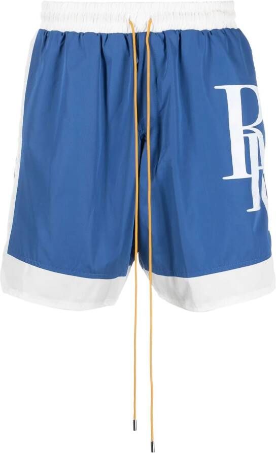 RHUDE Shorts met logoprint Blauw