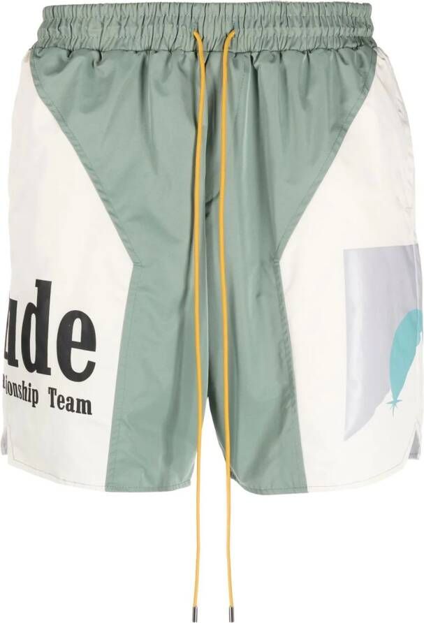 Rhude Shorts met logoprint Groen