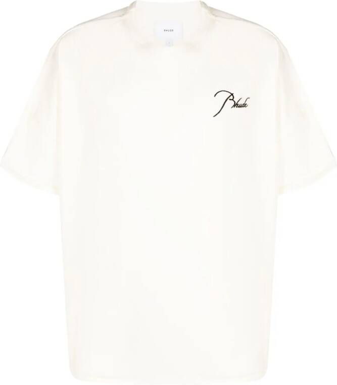 RHUDE T-shirt met geborduurd logo Beige
