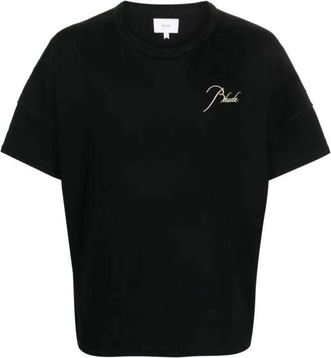 RHUDE T-shirt met geborduurd logo Zwart
