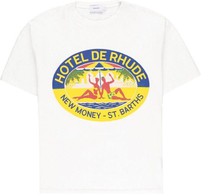 Rhude T-shirt met print Wit