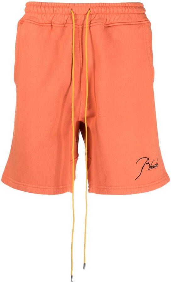 RHUDE Trainingsshorts met geborduurd logo Oranje