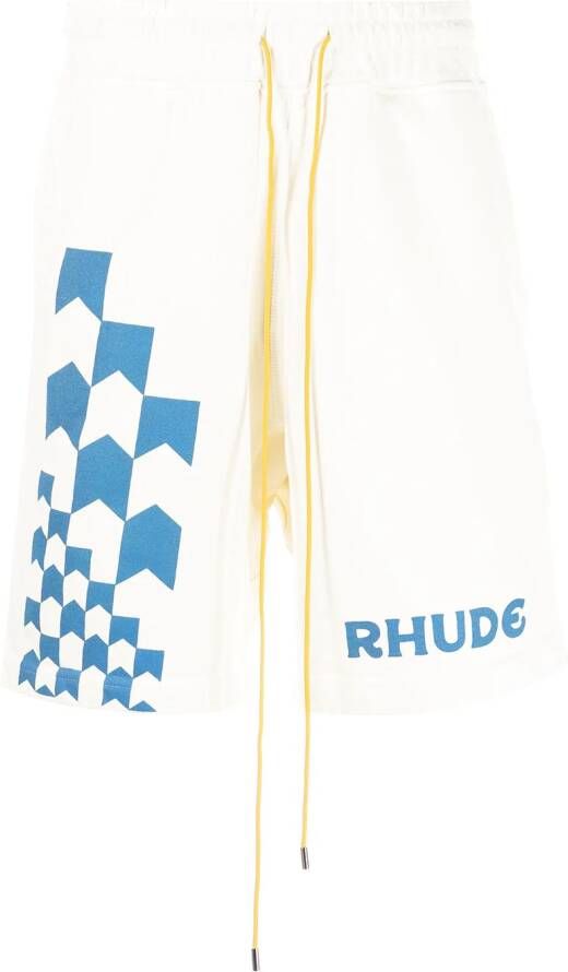 RHUDE Trainingsshorts met logoprint Beige