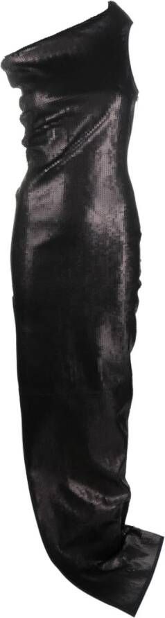 Rick Owens Maxi-jurk met asymmetrische hals Zwart