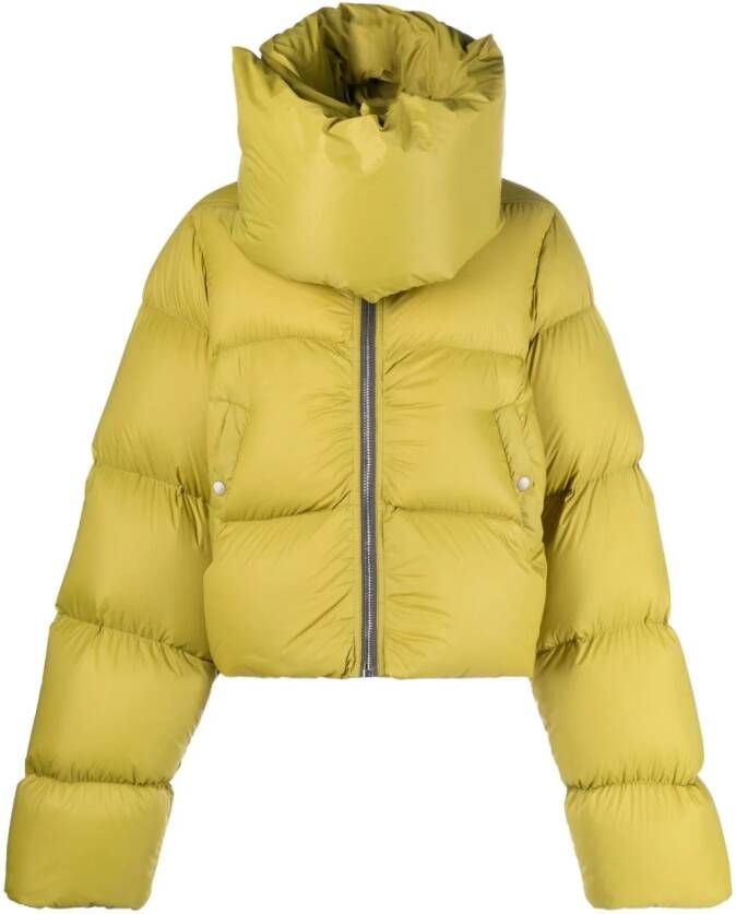 Rick Owens Donsjack met trechterhals Groen