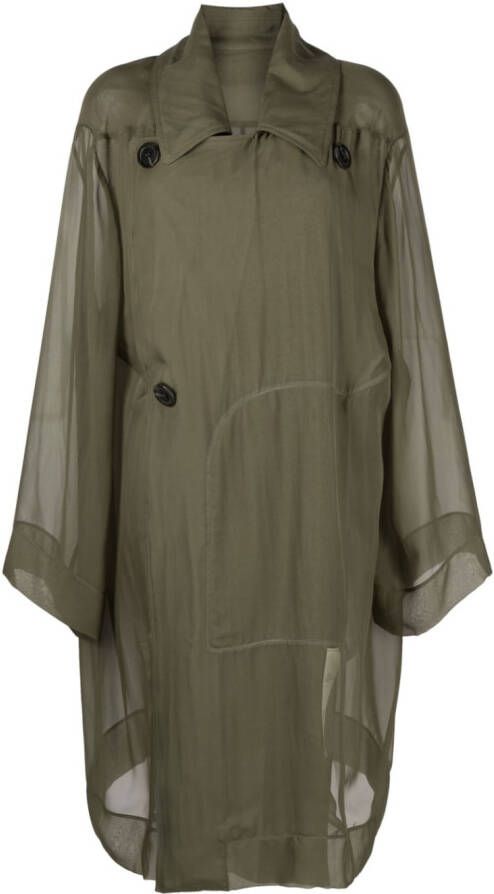 Rick Owens Doorzichtige trenchcoat Groen