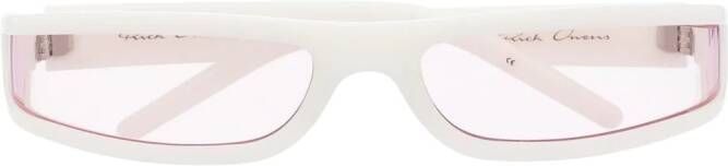 Rick Owens Fog zonnebril met wikkelmontuur Wit
