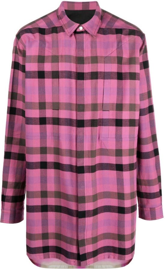 Rick Owens Geruit overhemd Roze