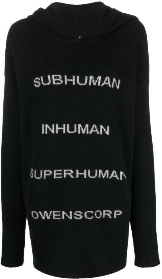 Rick Owens Intarsia hoodie Zwart