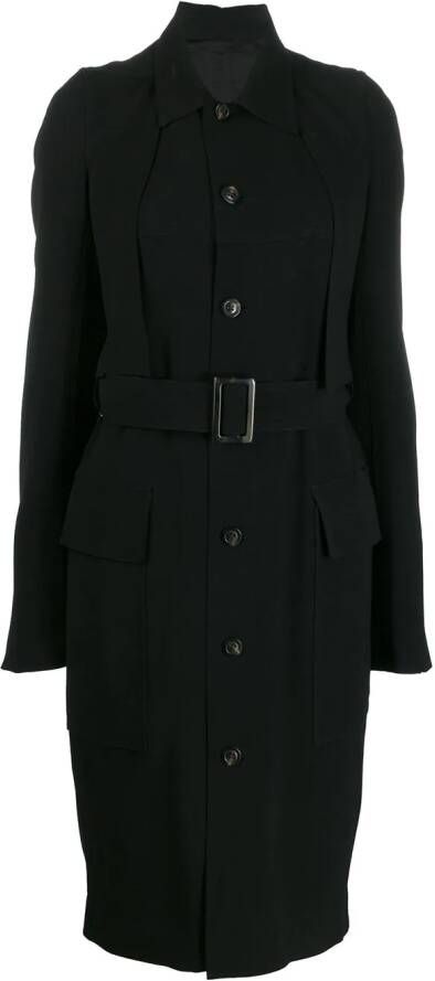Rick Owens Mantel met enkele rij knopen Zwart